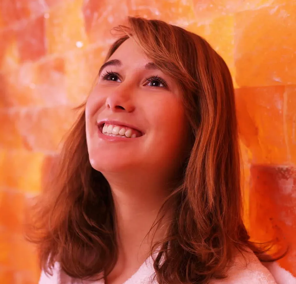 A Young woman happy in Halotherapy